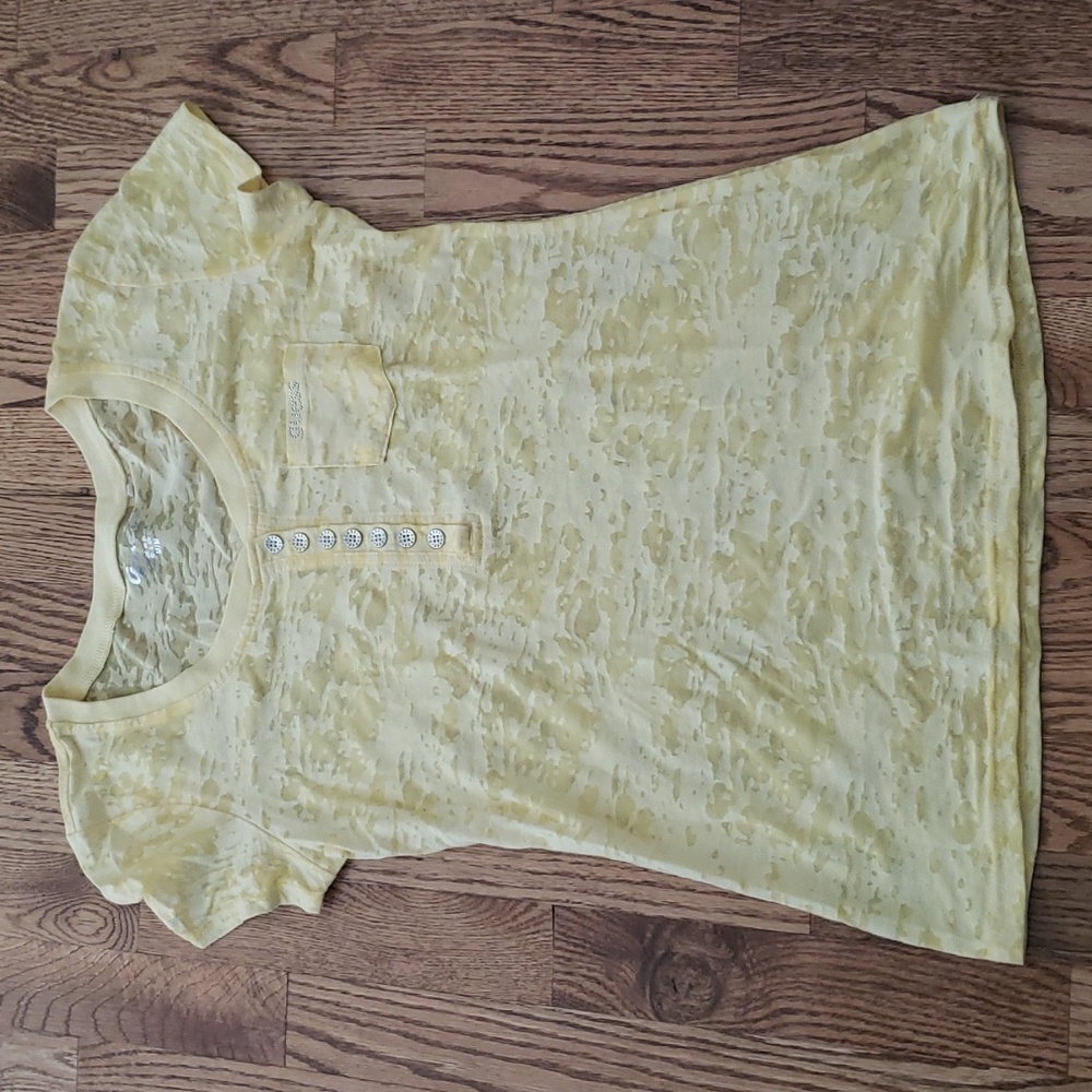 (M) Guess Sheer Scoop Neck Lightweight T-Shirt Pastel Retro Y2K